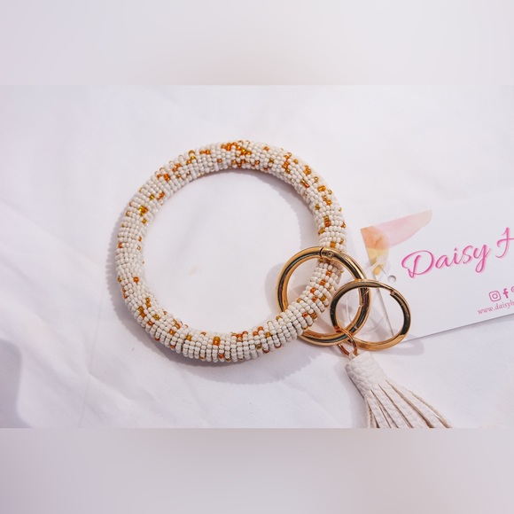 Beaded bracelet bangle car Keychain holder wristlet Key Ring - Picture 4 of 6